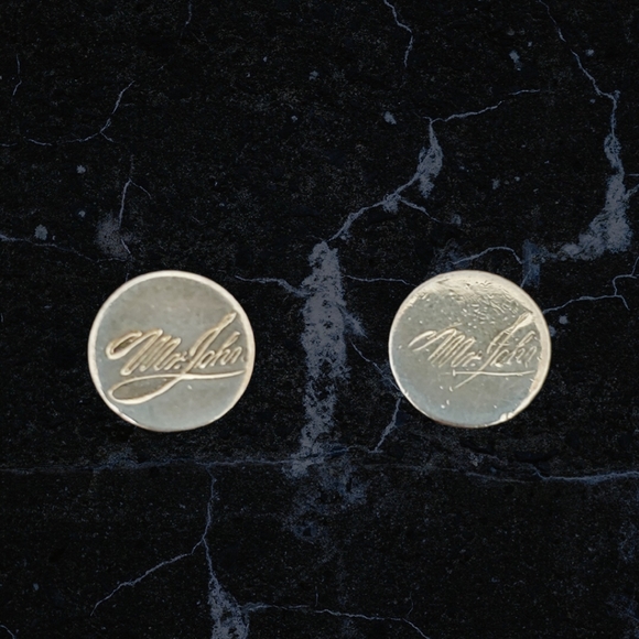 Vintage Mr. John Cuff Links Mother of Pearl Gold Tone - Picture 7 of 10